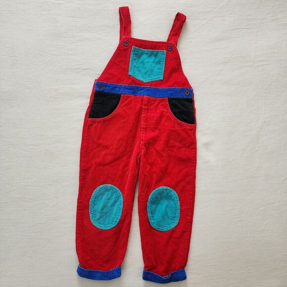 Vintage Color Block Cord Overalls 4t